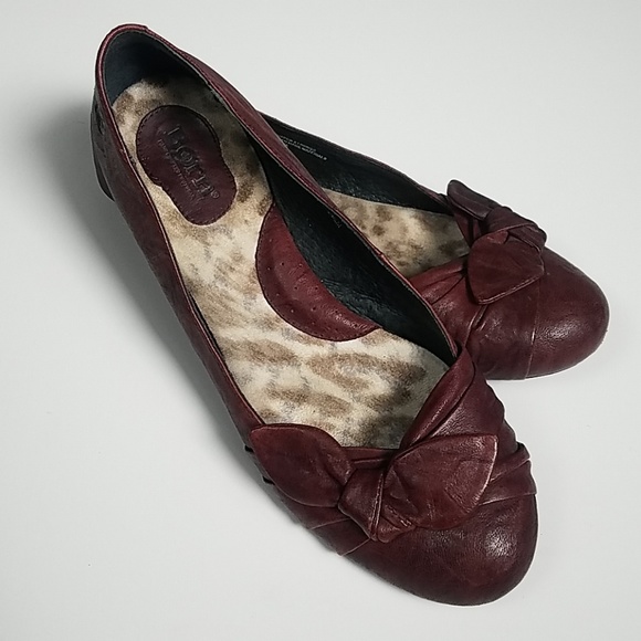 Born Shoes - Born Red Leather Bow Ballet Flats 9
